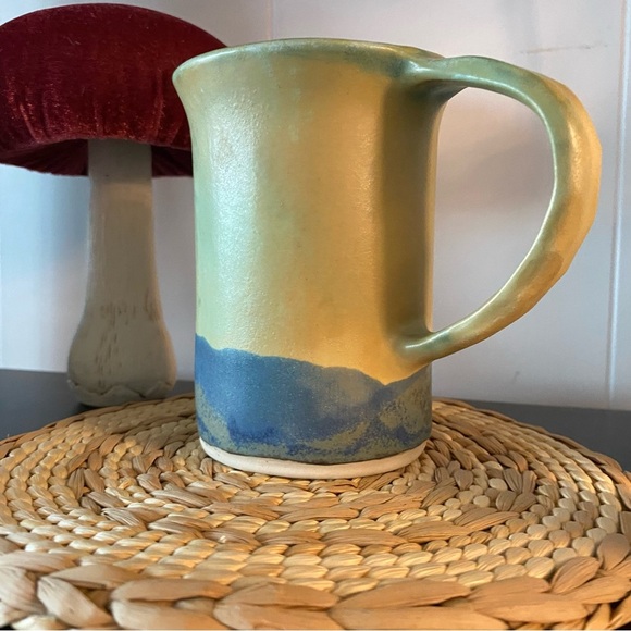 Vintage Hugh Crosby Pottery Mug Handmade Flower Tulip Blue Green Nova Scotia Art - Picture 4 of 13